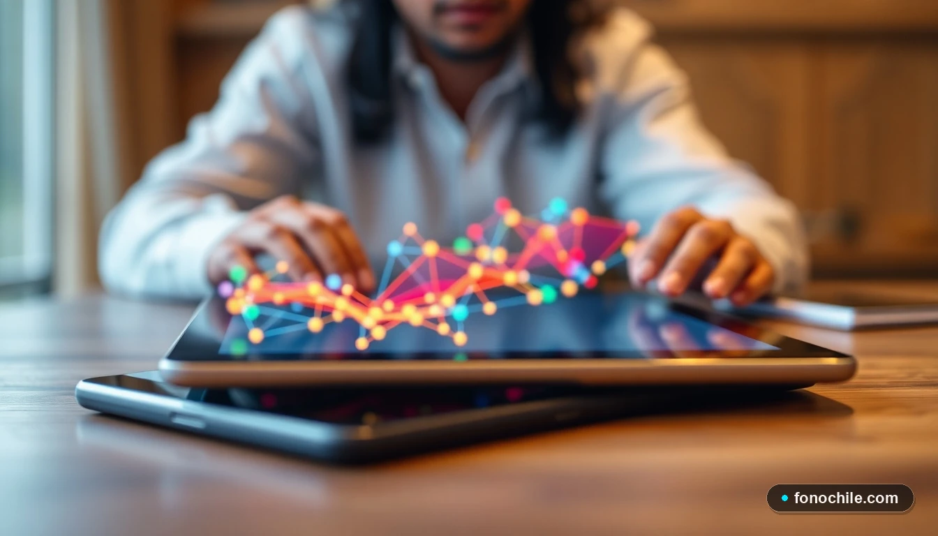 Gráfico abstracto de red de distribución logística de materiales educativos en Chile.