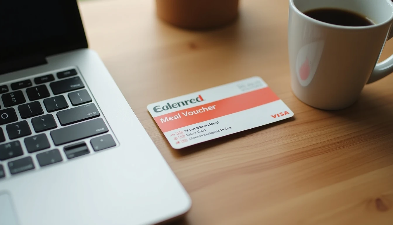 Tarjeta Ticket Restaurant de Edenred sobre escritorio moderno, representando beneficios laborales.