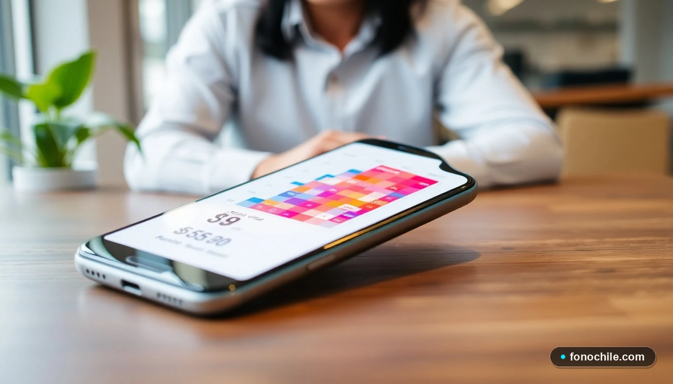 Gráfico comparativo de precios de planes móviles en Chile 2026 mostrado en un smartphone moderno.