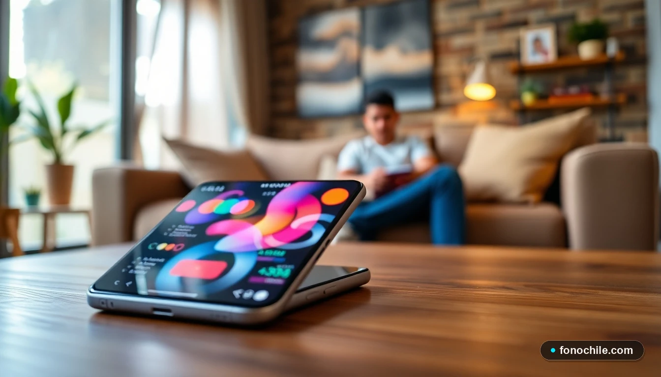 Smartphone mostrando comparativa de planes móviles en un entorno hogareño en Chile.