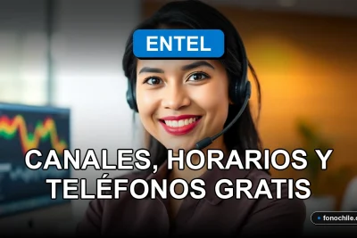 Mujer latina representando el servicio de atención al cliente de Entel, sonriendo y con auriculares de oficina.