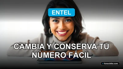 Una mujer latina sonríe con confianza mientras usa su teléfono móvil, representando el servicio de portabilidad numérica fácil de Entel.