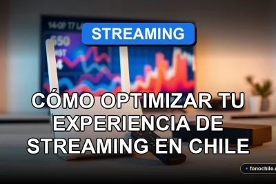 Optimización de streaming en el hogar en Chile con gráficos de velocidad de internet abstractos en una pantalla.