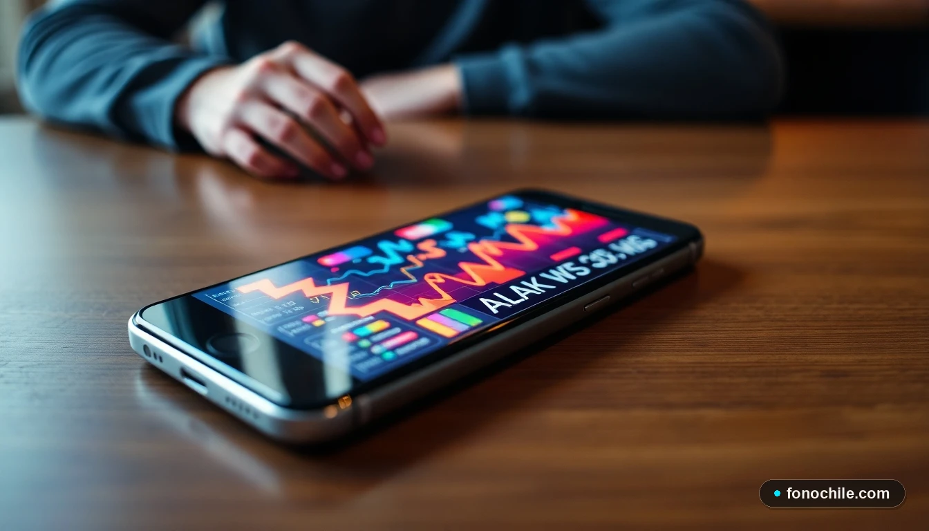 Pantalla de smartphone mostrando gráficos abstractos de datos financieros para ilustrar seguridad en banca electrónica