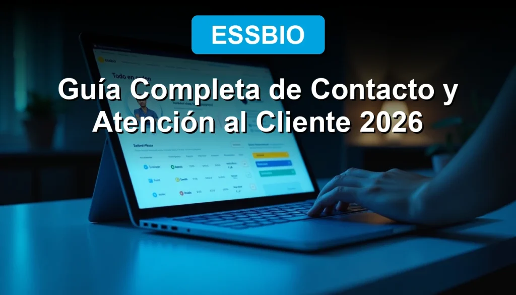 Cliente revisando su cuenta de Essbio en una tablet moderna, con el logo de la empresa en pantalla.