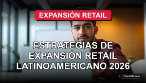 Estrategias de expansión para empresas retail latinoamericano en una oficina moderna con gráficos abstractos.