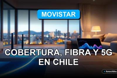 Expansión de red Movistar 2026 en Chile mostrando cobertura 5G y fibra óptica en un entorno doméstico moderno.