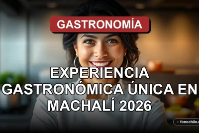 Una chef profesional sonríe en una cocina de lujo, representando la experiencia gastronómica única de Machalí 2026.