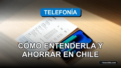 Factura de telefonía móvil en Chile mostrando gráficos de consumo de datos y minutos, sobre un escritorio moderno.