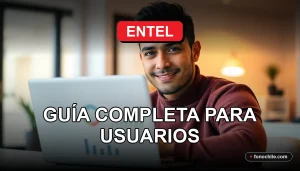 Guía de facturación de Entel 2026 en pantalla de computador con gráficos abstractos.