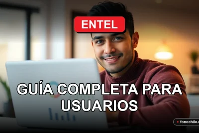 Guía de facturación de Entel 2026 en pantalla de computador con gráficos abstractos.