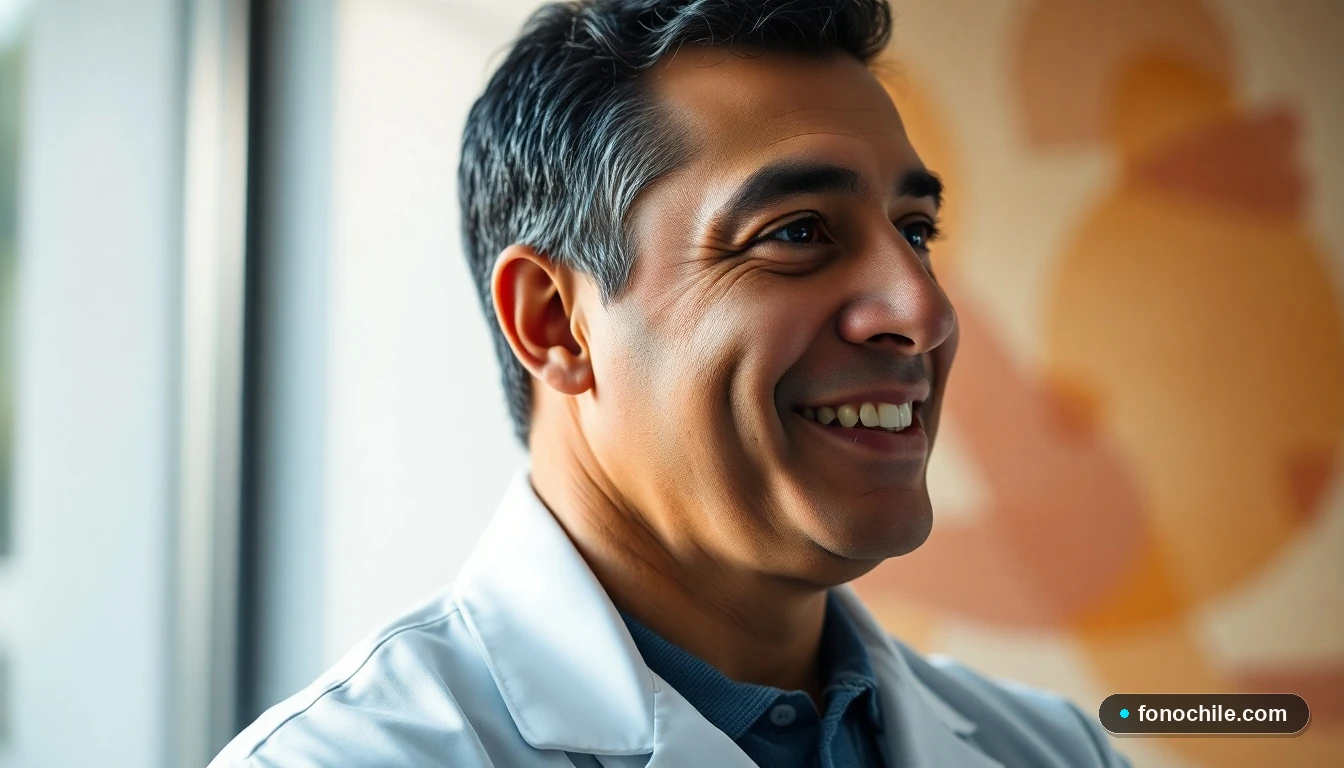 Un especialista médico de FALP Chile escuchando con atención, representando el servicio de apoyo oncológico personalizado.