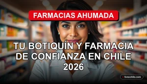 Modern pharmacy interior with a person in a white coat, representing trusted health service in Chile.