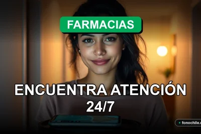 Una persona encuentra una farmacia de turno abierta las 24 horas en su barrio usando una aplicación en su teléfono móvil.
