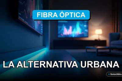 Instalación de fibra óptica domiciliaria en un apartamento moderno de ciudad, mostrando cables de luz y conexión de alta velocidad.