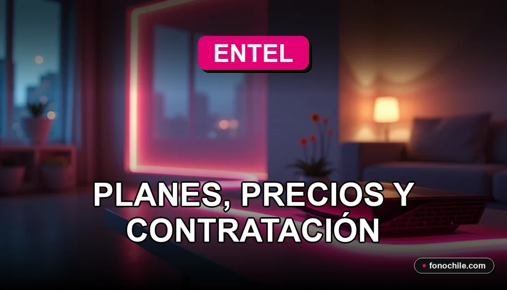 Fibra óptica moderna Entel iluminando un hogar contemporáneo con conexión de alta velocidad.