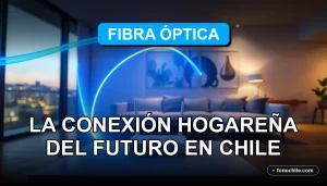 Instalación de fibra óptica moderna en un hogar chileno con conexión wifi de alta velocidad.