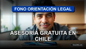 Asesoría legal gratuita en Chile, persona recibiendo orientación profesional por teléfono.