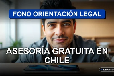 Asesoría legal gratuita en Chile, persona recibiendo orientación profesional por teléfono.