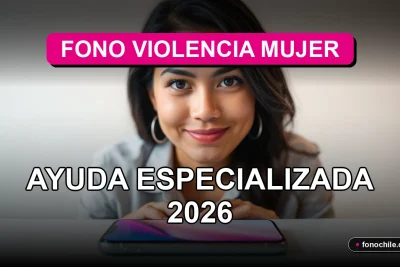 Una mujer latina sonriendo con confianza mientras usa un teléfono inteligente con gráficos abstractos en la pantalla, representando apoyo especializado.