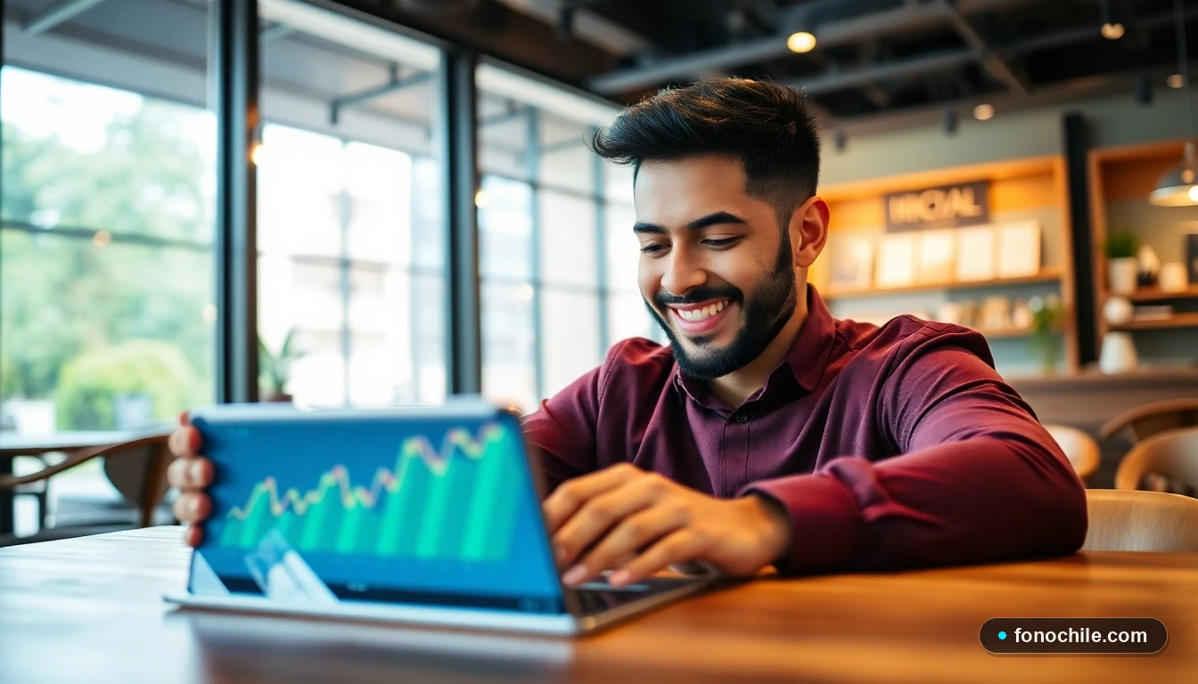 Hombre revisando análisis de mercado y proyecciones financieras para franquicias en una tablet
