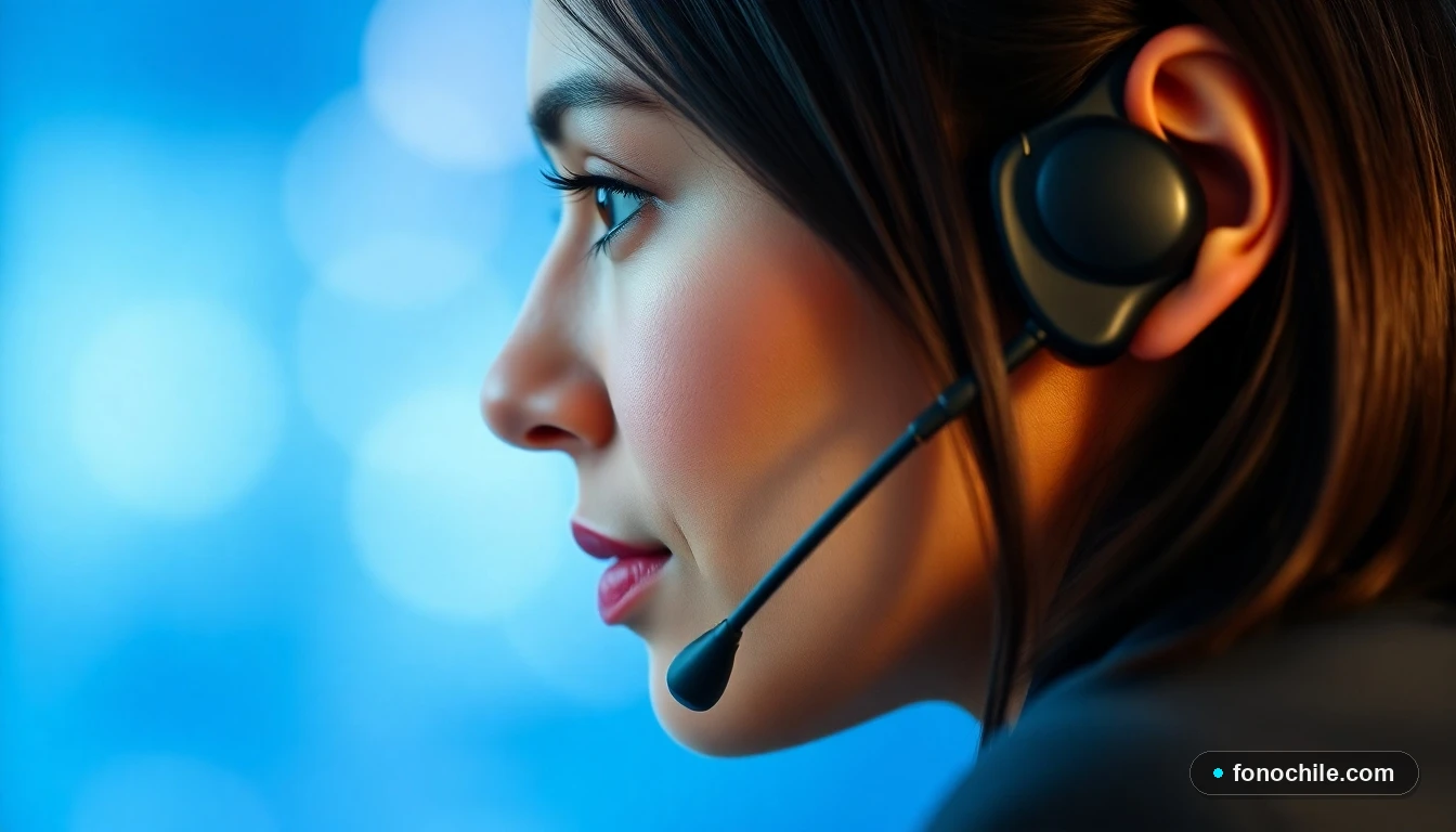 Primer plano de agente de Frontel escuchando atentamente a través de auriculares.