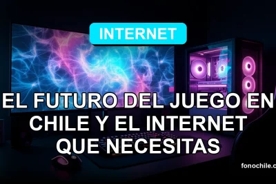 Un setup de gaming futurista con iluminación RGB cian y morada, mostrando un monitor con gráficos abstractos y un router moderno, en una habitación oscura.
