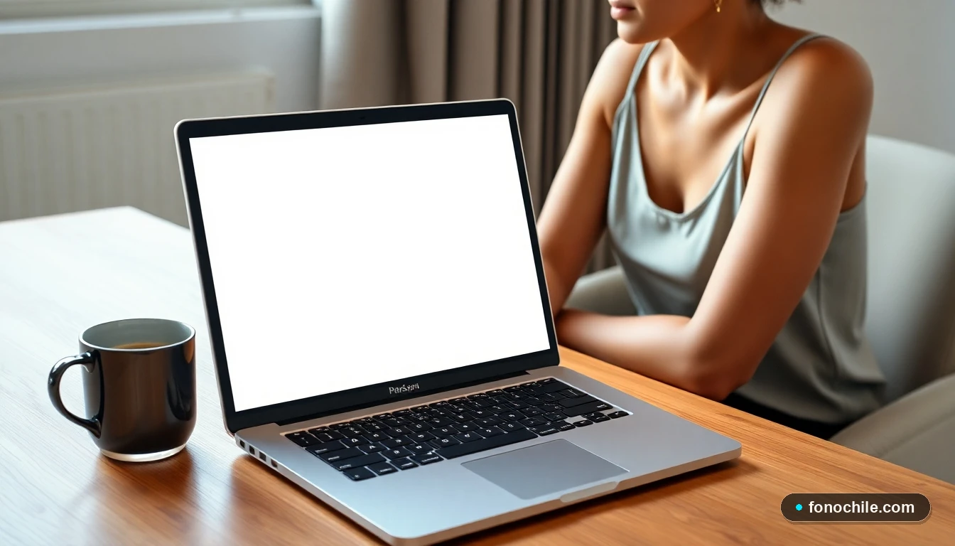 Persona gestionando su cuenta de servicios de internet y televisión desde una laptop en su hogar.