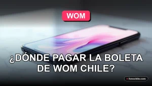 Una guía visual sobre los métodos de pago de la boleta de WOM Chile en 2026, mostrando un teléfono inteligente moderno en un entorno limpio y digital.