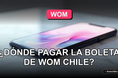 Una guía visual sobre los métodos de pago de la boleta de WOM Chile en 2026, mostrando un teléfono inteligente moderno en un entorno limpio y digital.