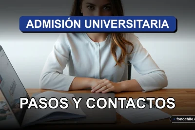 Una guía completa con los pasos y contactos para el proceso de admisión universitaria 2026 sobre un escritorio organizado.