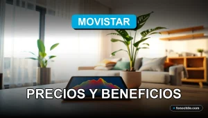 Planes de telefonía móvil y fibra óptica de Movistar Chile mostrando gráficos de cobertura en una tablet.