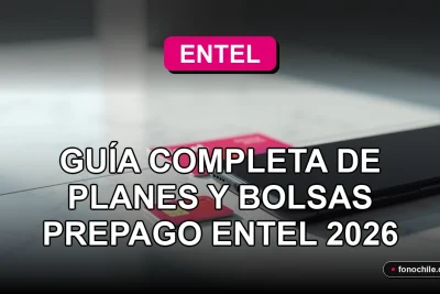 Guía de planes y bolsas prepago Entel 2026 mostrada en un teléfono inteligente moderno sobre una mesa.