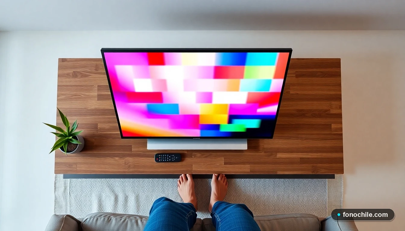 Guía visual de canales de televisión por suscripción mostrada en una pantalla moderna en un living chileno.