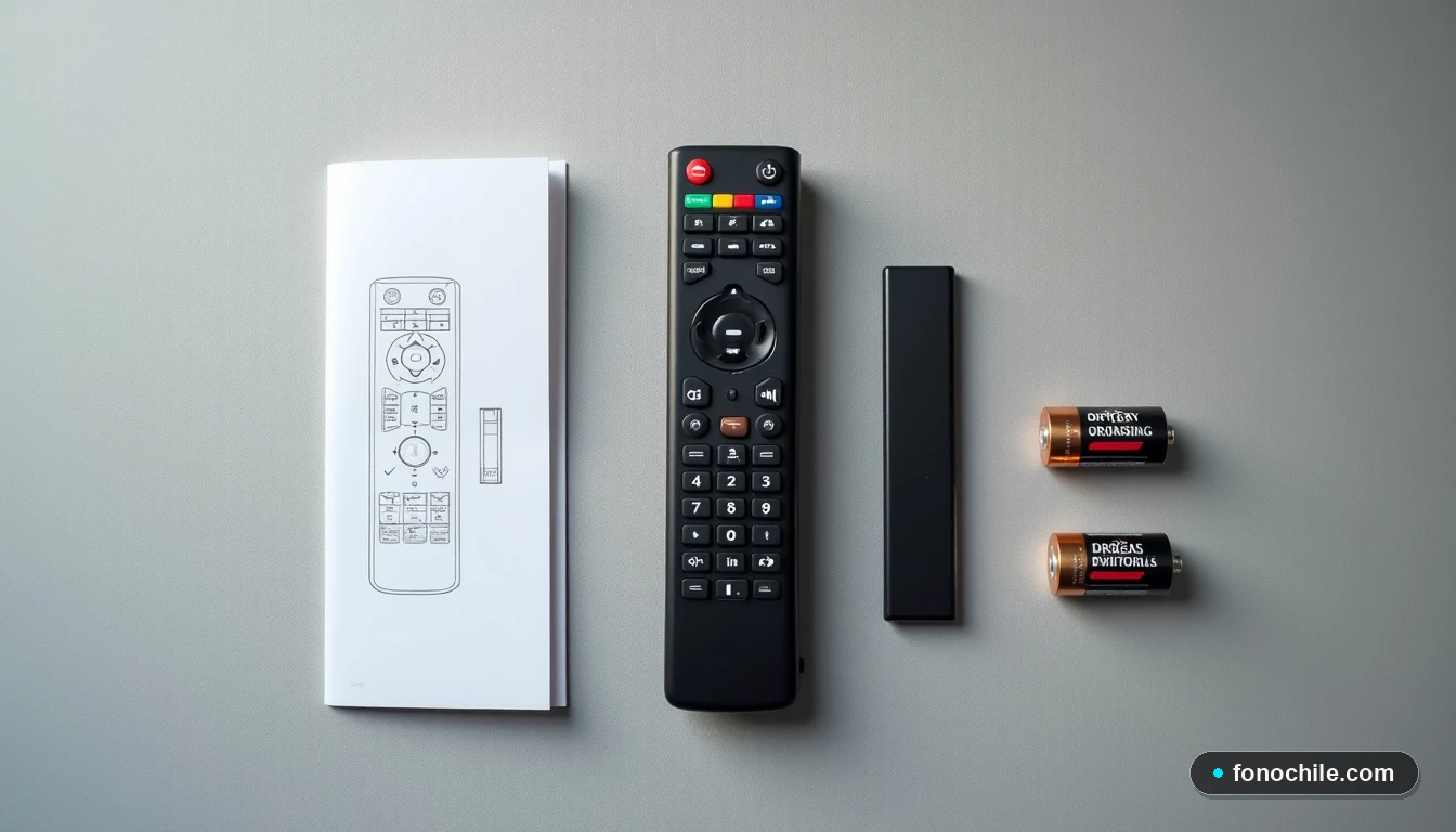 Componentes del control remoto DIRECTV en disposición plana para guía de configuración.