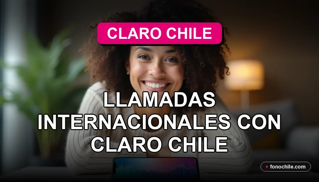 Guía para llamadas internacionales con Claro Chile en 2026, mostrando un teléfono inteligente moderno sobre una mesa.