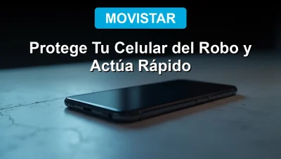 Guía para proteger tu smartphone Movistar del robo en 2026, mostrando un teléfono en una mesa de oficina moderna.