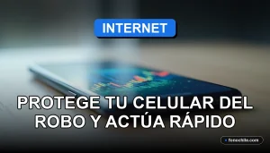 Smartphone moderno mostrando gráficos abstractos de seguridad, sobre mesa de madera clara con fondo minimalista.