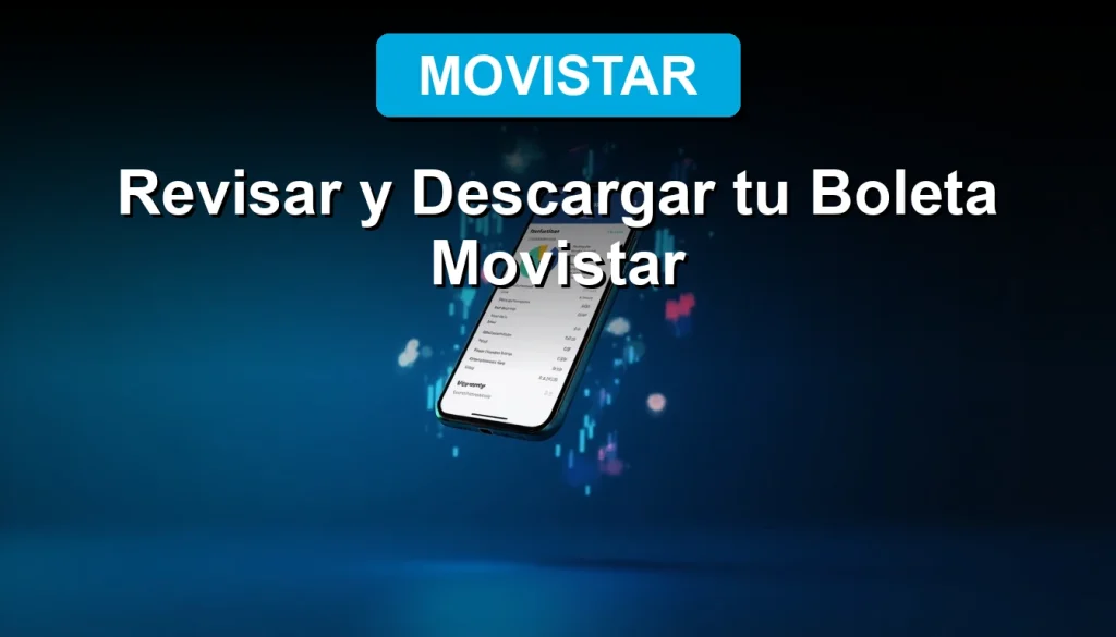 Una guía visual sobre cómo revisar y descargar tu boleta de servicios Movistar en 2026, mostrando la aplicación y sus beneficios.