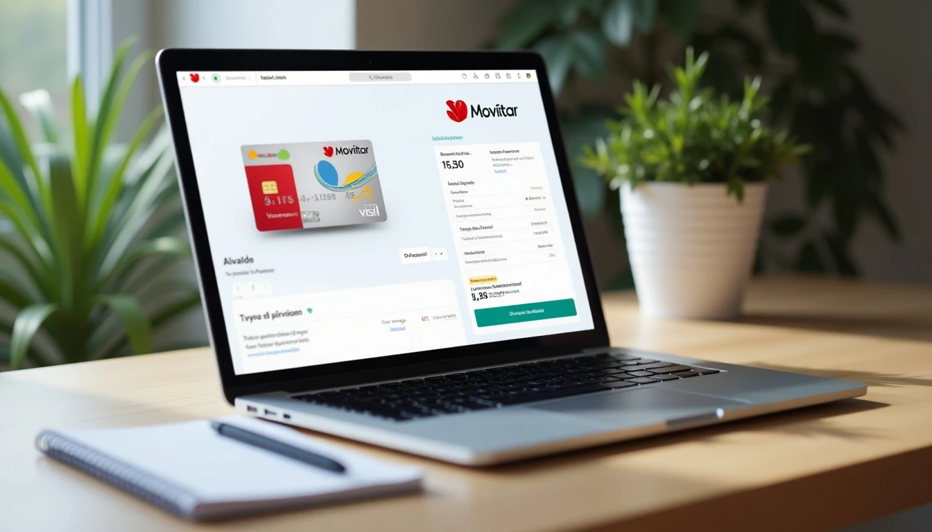 Laptop mostrando la boleta electrónica de Movistar para revisar y descargar