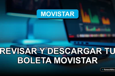 Guía para revisar tu boleta Movistar en un teléfono inteligente mostrando gráficos abstractos.