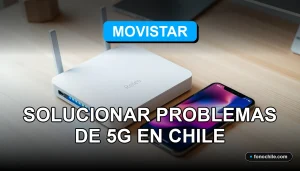Guía para solucionar problemas de cobertura y velocidad de red 5G en Chile, con un router moderno sobre una mesa.