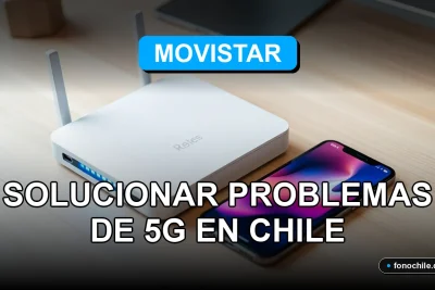 Guía para solucionar problemas de cobertura y velocidad de red 5G en Chile, con un router moderno sobre una mesa.