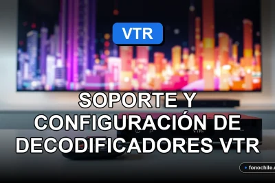 Guía de configuración y soporte técnico para decodificadores VTR en una mesa de trabajo moderna.
