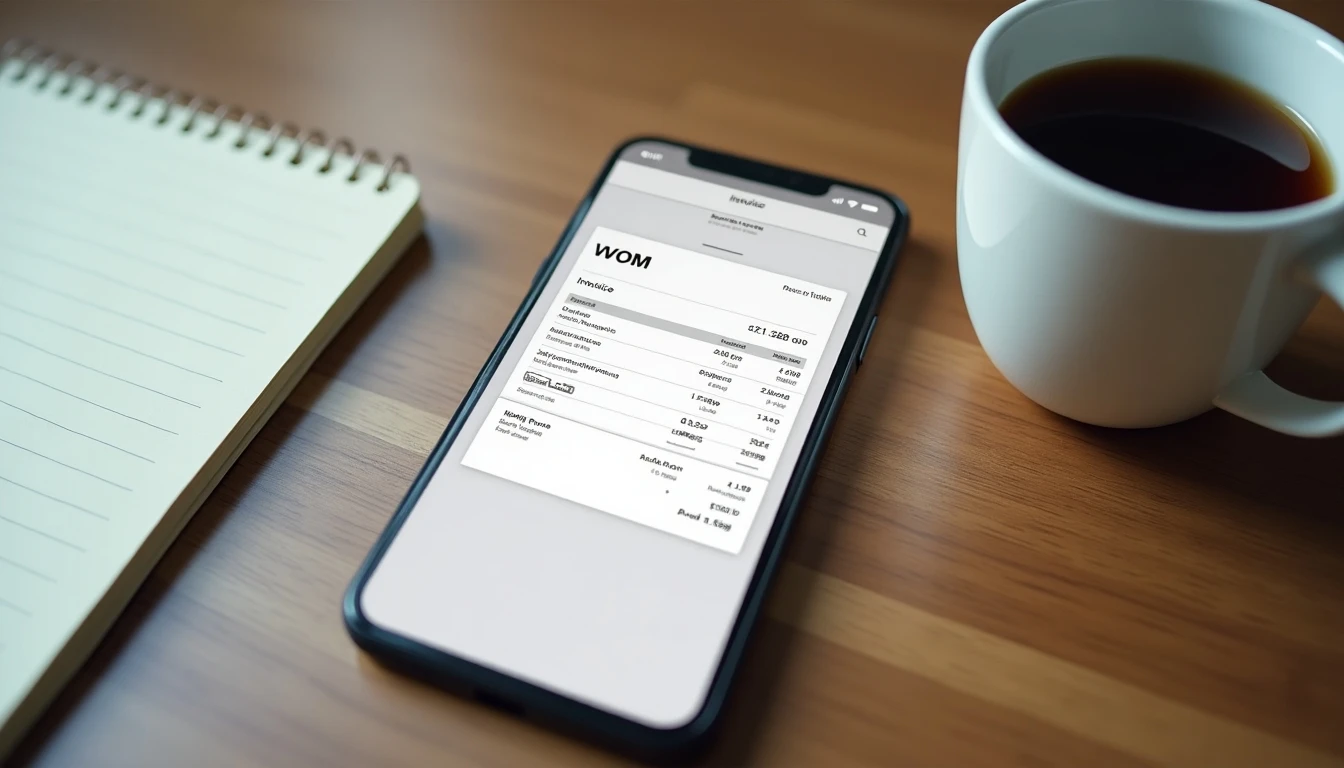Smartphone mostrando la boleta digital de WOM en la aplicación oficial
