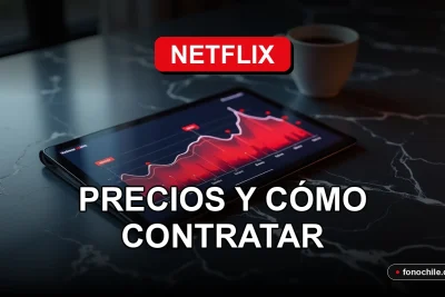Guía de precios y contratación de Netflix Chile 2026 en pantalla de tablet sobre mesa.