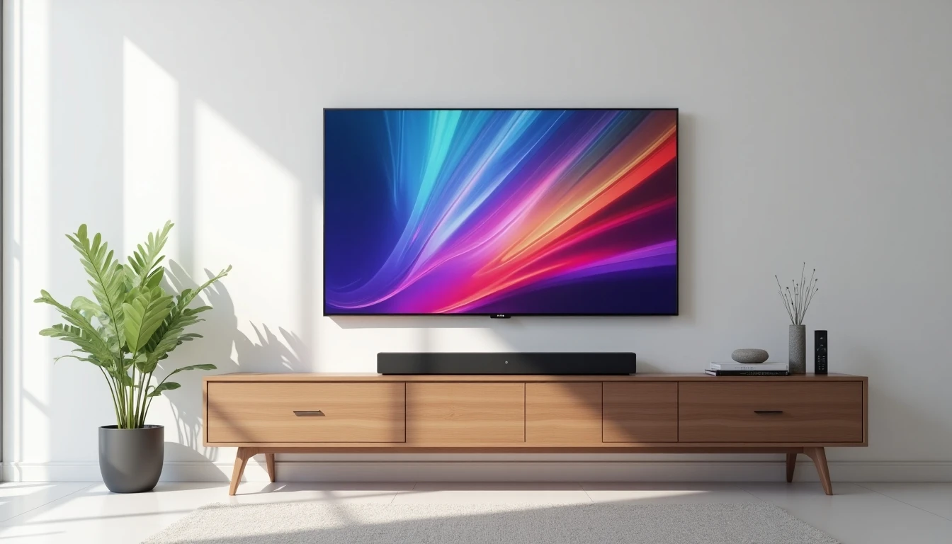 Televisión moderna en sala de estar chilena con pantalla plana y sonido de calidad.