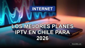 Un moderno control remoto de televisión inteligente y un teléfono móvil descansan sobre una mesa de madera clara, con pantallas que muestran gráficos abstractos de colores.