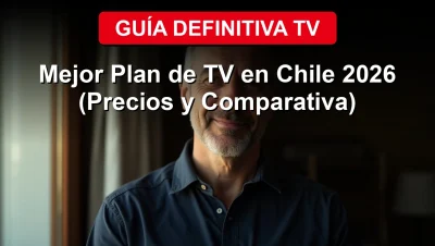 Hombre satisfecho eligiendo el mejor plan de televisión e internet para su hogar en Chile, comparando precios y canales en 2026.