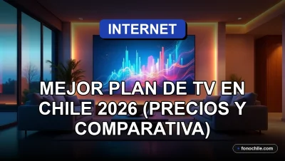 Comparativa de planes de televisión en Chile mostrando una pantalla de TV moderna con gráficos abstractos en una sala de estar contemporánea.
